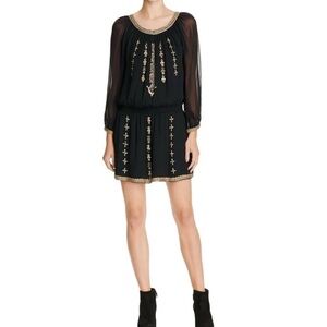Joie Berline Embroidered Embellished Beaded Long Sleeve Dress